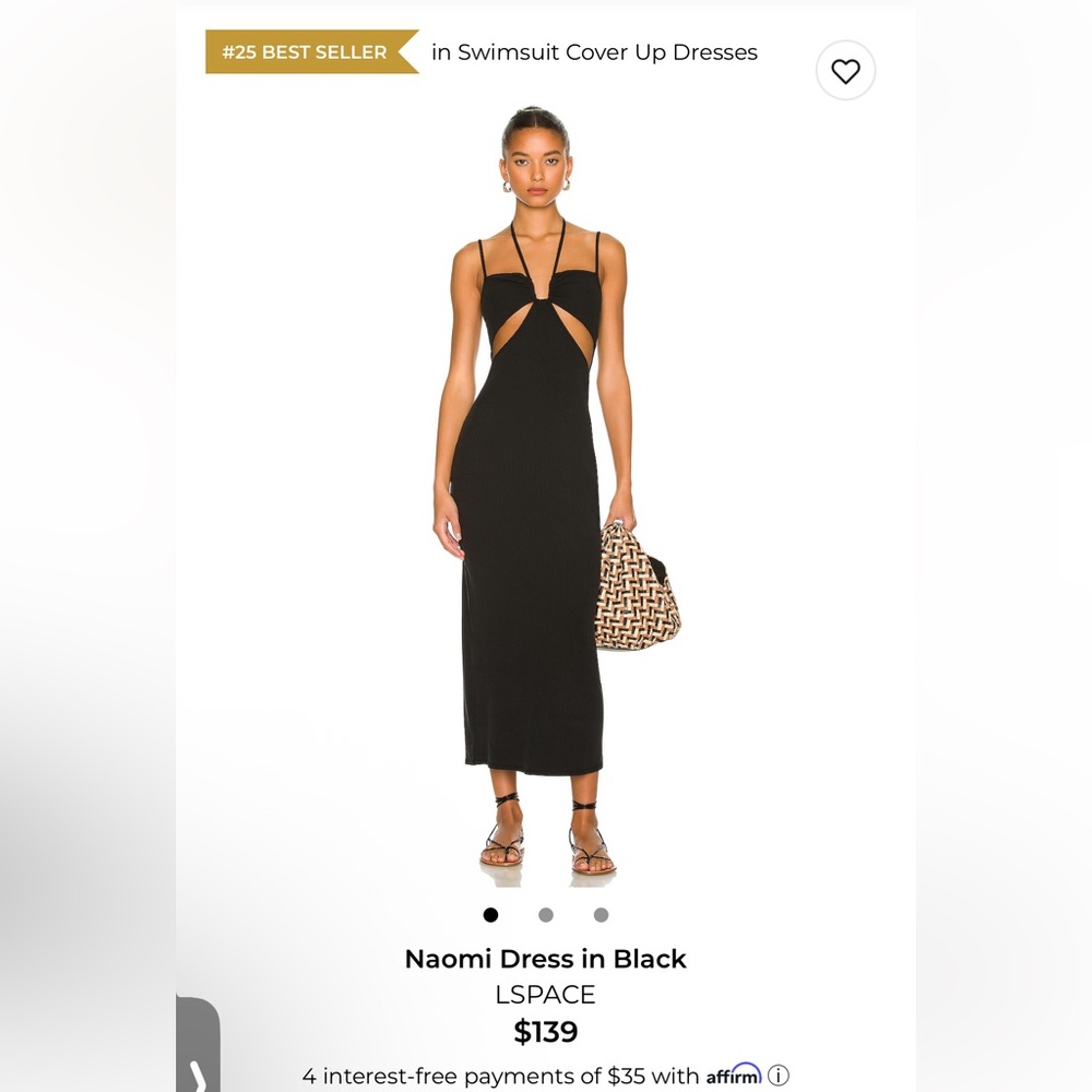 L*Space Naomi dress in Black. Size small. Worn once.